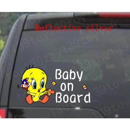 N12---Tweety Bird "BABY ON BOARD" sticker for Apple Macbook Pro Air Vinyl Notebook reflective car decal sticker