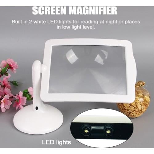 3X Desktop Magnifying Glass With Led Light Illuminated Magnifier Screen 360 Degree Rotation for Older Read Newspaper Books