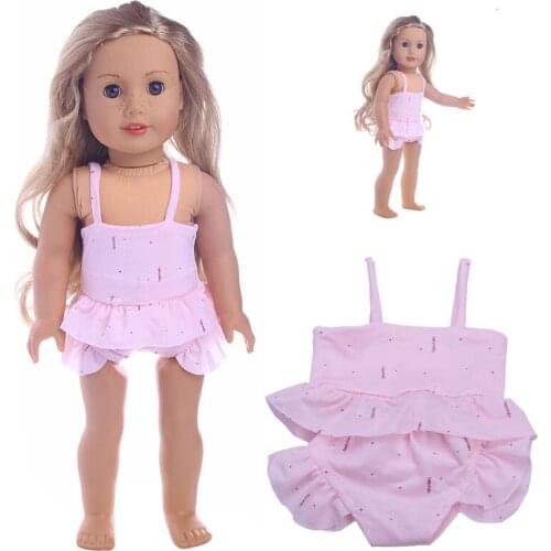 New Pattern Fashion Suspender Swimsuit Fit 18 Inch American&43cm Baby New Born Doll Clothes Accessories Girls' Toys