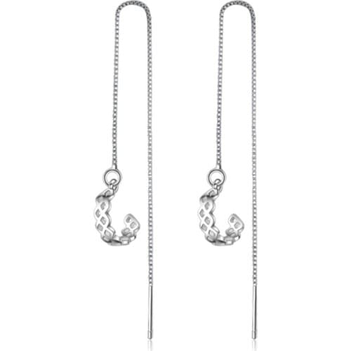 Korean version of semi-circular tassel design sense simple and fresh temperament popular silver plated earrings IR020