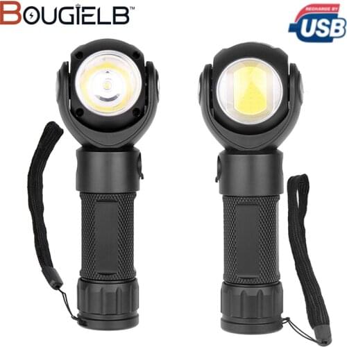 Portable Led Flashlight 360 Degree Rotating Lamp XPE+COB Torch USB Rechargeable Magnet Work Light Outdoor Camping Lantern