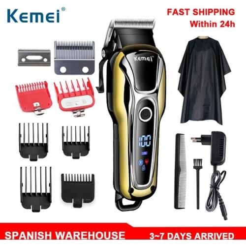 Kemei Professional Hair Clipper LCD Display Cordless Hair Trimmer for Men Electric Shaving Mower Barber Hair Cutting Machine