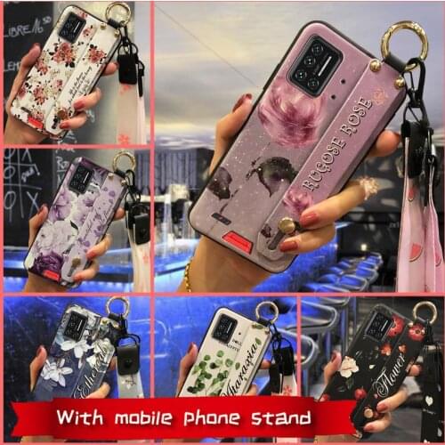 Shockproof Wristband Phone Case For UMIDIGI Bison/2021 Wrist Strap Soft Anti-knock Kickstand