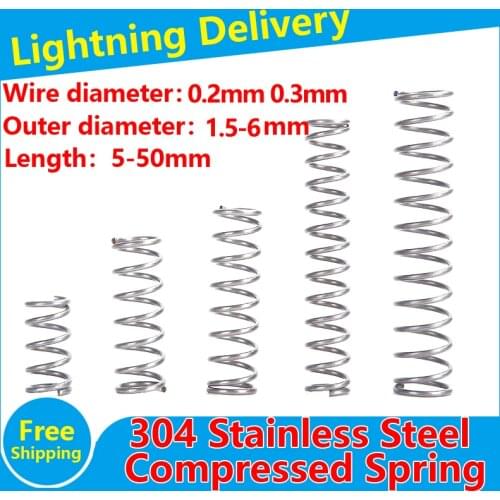 304 SUS Compressed Spring Y-type Stainless Steel Pressure Spring Stainless Steel Compression Spring Wire Diameter 0.4mm 10PCS