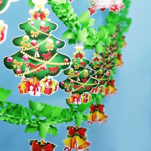 Christmas flag bunting mall shop decoration Santa Claus hanging flag Christmas tree paper banner for christmas