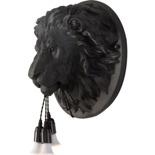 Modern and Cool Lion Head Wall Lamp Roman Style Living Room Tv Background Wall Nordic Creative Aisle Decorative Resin Lamp