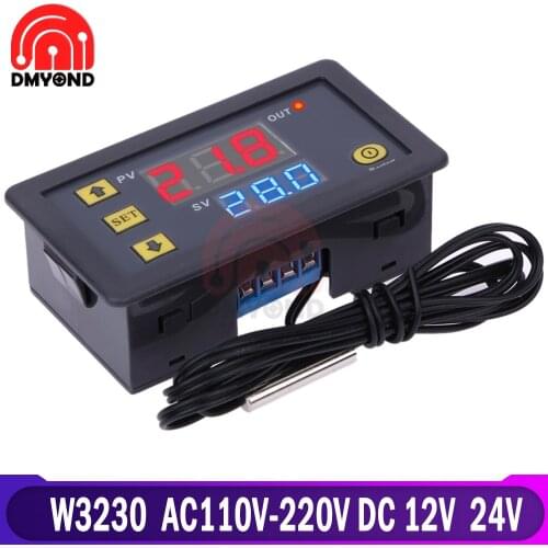 W3230 Thermostat 220V 12V 24V Probe Line Digital Temperature Control LED Display Thermostat With Heat Cooling Control Instrument