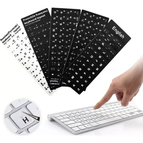 Universal Letters Keyboard Stickers forNotebook Computer PC Dust Protection Russian English Italian Spanish German French Arabic
