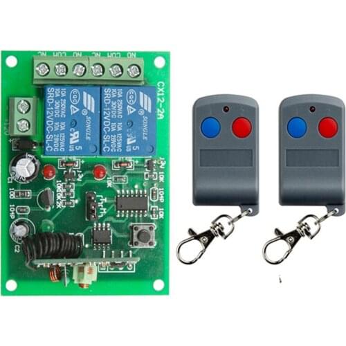 433MHz Universal Wireless Remote Control DC12V 24V 2CH Relay Receiver Module RF Switch for Gate Garage opener