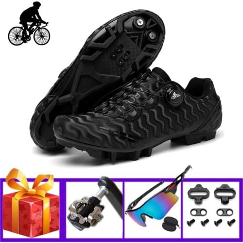 Cycling Shoes Add MTB Pedals Bicycle Sunglasses Athletic Men Mountain Bike Sneaker Self-locking Reflective Riding Flat Shoes