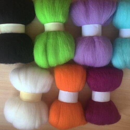 WFPFBEC DIY handmade Needle Felting wool felt poke fun filled Wool fibre Tops Roving DIY Spin 10g/7pcs/lot free shipping 70g