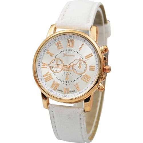 Tendencia de mujer 2020 Geneva Women Watch Fake Three-eye PU Leather Belt Fashion Womens Quartz Wrist Watches relojes quarzo