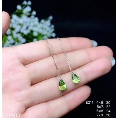 KJJEAXCMY boutique jewelry 925 sterling silver inlaid natural peridot gemstone female earrings ear wire support detection