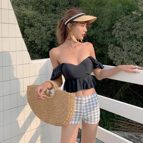 Swimwear Women Swimsuits Bikini Girls Kids Swimsuit New 2019 Deuce Two Piece Sexy Split Underwire Bracket For Polyester Solid