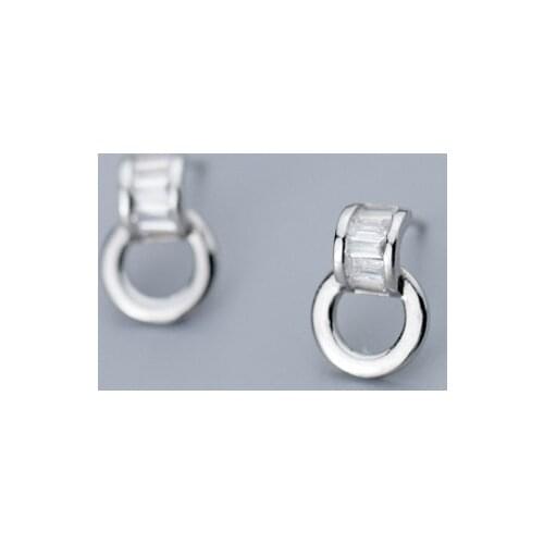 MODIAN Shiny Clear CZ C-Shape Drop Earring for Women Real 925 Sterling Silver Simple Geometric Round Dangle Earring Fine Jewelry