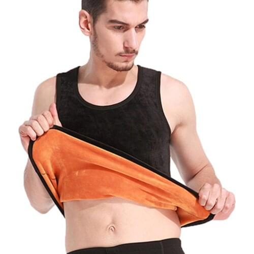 Winter Mens Thermal Undershirts Mens Thermo Shirt Warm Vest Double-sided Plus Velvet Thick Youth Round Neck Cotton Slim Vest