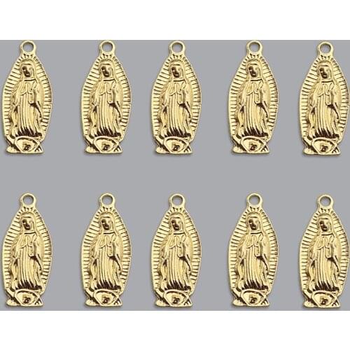 10Pcs 30*13mm Zinc Alloy Virgin Mary Charms Vintage Golden Metal Portrait Pendant Wholesale For DIY Necklace Making Accessories