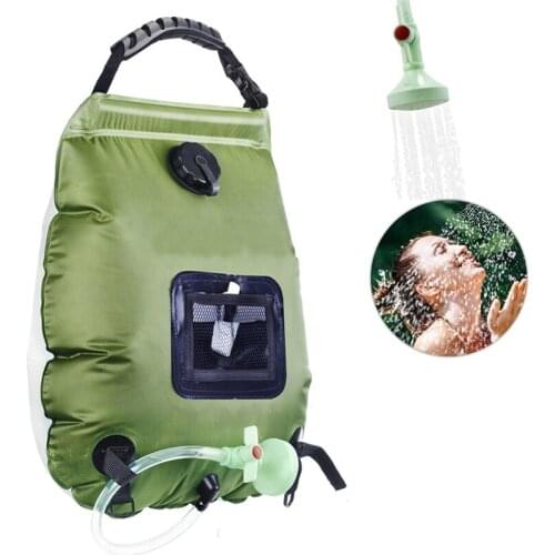 20L Water Bags Outdoor Camping Shower Bag Solar Heating Shower Bag Portable Folding Climbing Hydration Bags Hose Shower Head