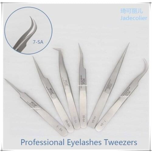 1PCS SA 3D/6D Volume Eyelash Extension Tweezers high quality Stainless steel professional Straight + Curved lash tweezers