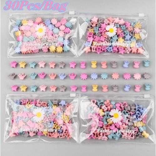30Pcs Cute Hair Bangs Mini Crown Hair Claw Clip Side Clip Bangs Hair Clip Girls Colorful Hairpin Hair Accessories
