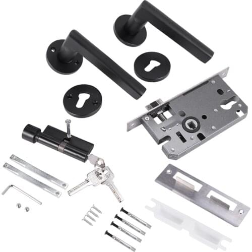 Black Space Aluminum Door Handle Interior / Bedroom Door Lock Split Silent Door Lock ,Door Hardware