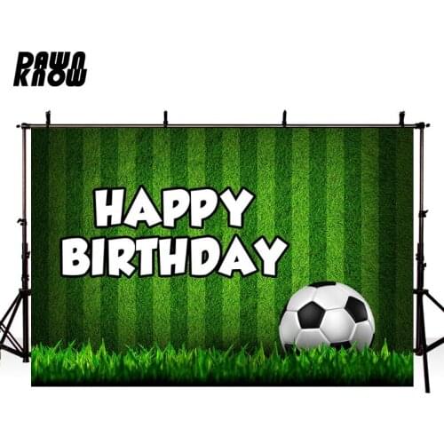 DAWNKNOW Football Field Photography Background Photocall Cartoon Baby Happy Birthday Party Backdrop Children Photo Studio lv2632