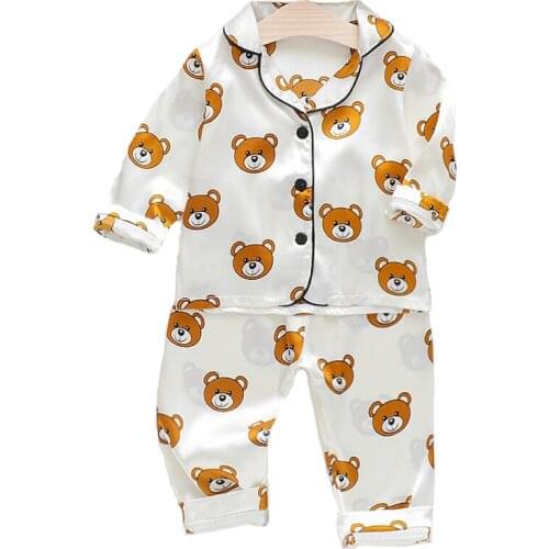 V-TREE Childrens Autumn Pajamas Kids Cute Girl Pj Bear Set Cartoon Night Wear Boys Toddler New 2020 Discount Coat Casual
