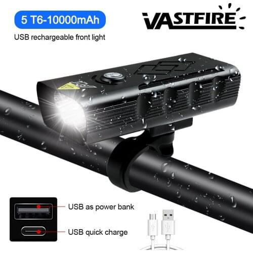 10000mAh Bicycle Light USB Rechargeable 3000 Lumens Bike Headlight 5T6 LED Super Bright Waterproof Bicycle Light Bike Accessorie