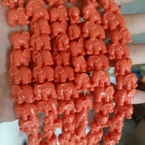20pcs Orange Elephant Artificial Coral Beads 14mm DIY Loose Bead For Jewelry Making Bracelet Necklace Earring Accessories