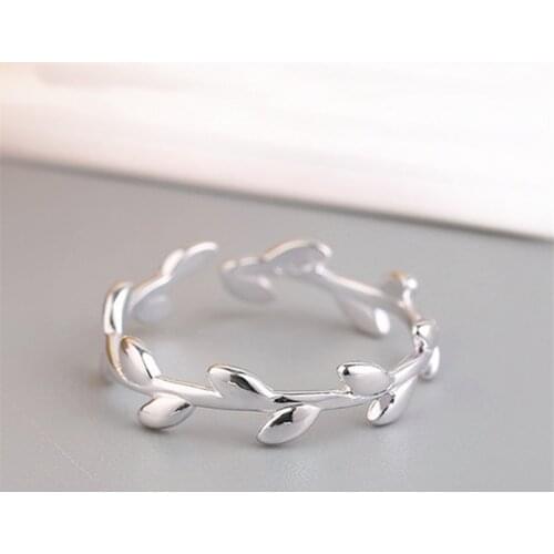 Personality 925 Sterling Silver Leaf Rings For Women Wedding Jewelry Adjustable Antique Finger Ring Anillos jz333