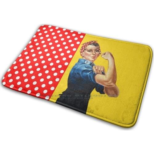 Rosie And Polka Dots Mat Rug Carpet Anti-Slip Bedroom Entrance Door Mat Rosie Rosie The Riveter We Can Do It Rosie The Riviter
