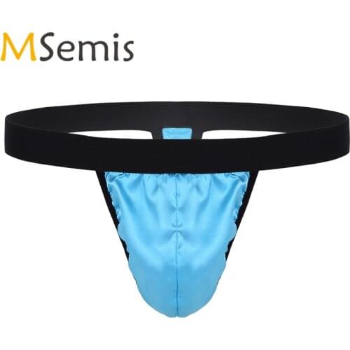 Swimwear Mens Swimsuits G-string Thong Bikini Brief Underwear Satin Low Rise Underwear High Cut Homme Panties