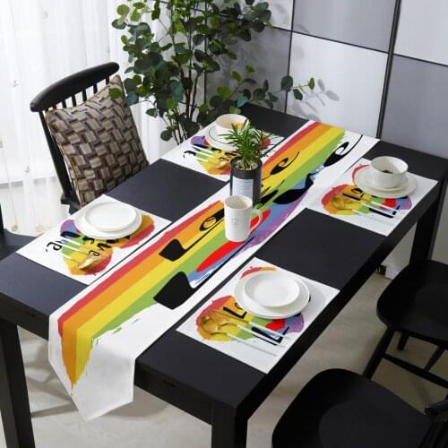 Lgbt Pride Rainbow Love Table Runner Table Mats Cover For Home Wedding Banquet Festival Party Catering Hotel Table Decoration