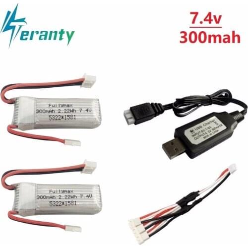 7.4V 300mAh 30C Lipo Battery + Charger for XK DHC-2 A600 A700 A800 A430 7.4v battery for WLToys F959 RC Airplane RTF Spare Parts