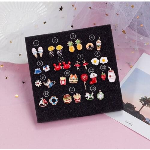Cute Cartoon Egg popcorn pineapple Shaped Earrings For Women Girls Fashion Drop Oil Mini Stud Ear jewelry Party Gifts