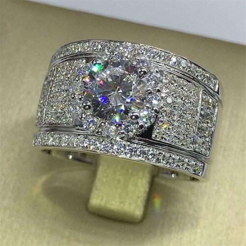 2020 Luxury Male Sona Diamond Ring 925 sterling silver Jewelry Engagement Wedding band Rings for men moissanite Party accessory