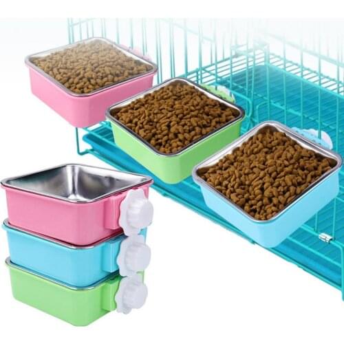 Non-slip Dog Cat Hanging Food Bowl Cage Fixed Drinking Water Feeder Pet Supplies