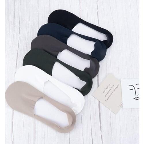 1/2 Pairs Men Boat Socks Summer Autumn Non-slip Silicone Invisible Sock Breathable Silicone Non-slip Male Ankle Sock Slippers