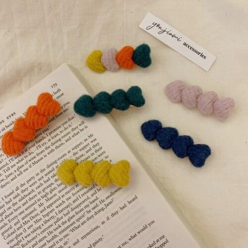 New Hot Korea Winter Plush Solid Color Faux Fur Hairpin Hair Clips Girls Hair Barrettes Fashion Kids Hairpins Hair Accessories