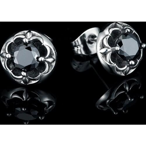 New Classic stainless steel men Ear studs sunshine boy personality Ear Jewelry Round shape Zircon Earring For male Holiday gift