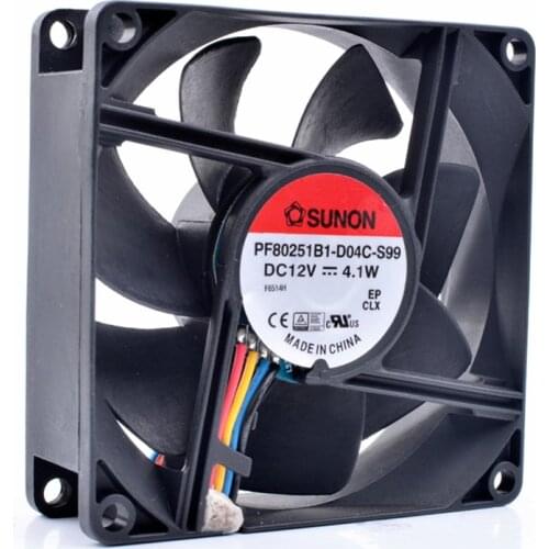 Original PF80251B1-D04C-S99 8cm 8025 80x80x25mm 12V 4.1W 4 line server chassis CPU cooling fan