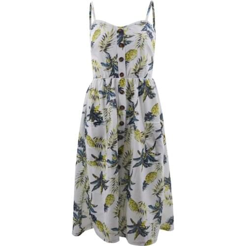 Платье Summer 2021 Woman Sleeveless Dress Beach Vestidos Women Spaghetti Strap Flower Print A-Line Dresses Vestidos Mujer Verano