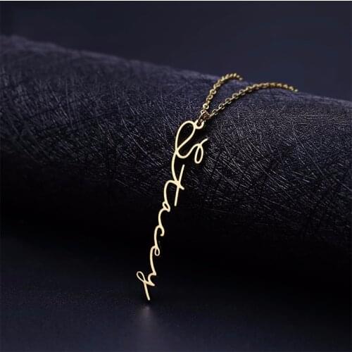 Simple Custom Vertical Name Pendant Necklace Personalized Jewelry Men Handmade Nameplate Pendant Necklaces Women Best Friend Gif