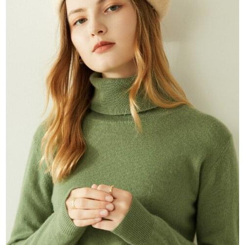 Women Pullover 100% Cashmere Sweater 2021 New Winter Turtleneck Knitted Sweater Female Long Sleeve Solid Warm Jumper Ladies Top
