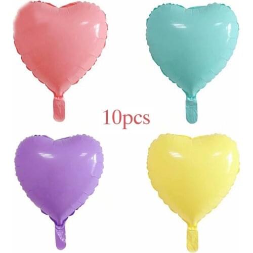 10psc Heart Star Round girl birthday Party decor 18 inch foil balloons Macaron color fashion globos wedding gifts baby shower