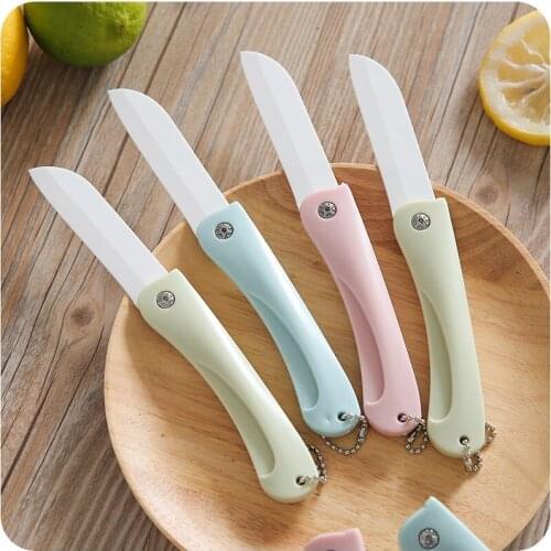 Foldable Pocket Ceramics Knife Mini Portable Folding Knife Fruit Cutter Practical Camping Outdoor Supplies Hand Tools
