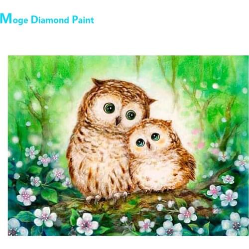 Owl Mother and Child Diamond Painting Animal Round Full Drill Cartoon Nouveaute DIY Mosaic Embroidery 5D Cross Stitch Home Decor