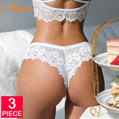TERMEZY Wholesale Sexy Lace Lingerie Temptation Low-Waist Underwear Thong Transparent G String 3/5/10 Pieces Size Free Shiping