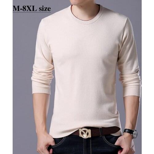 Plus Size 6XL 7XL 8XL Brand Men Sweater 8 Colors New Fashion Autumn Winter Warm Solid Color Knitted Round Neck Sweaters Male