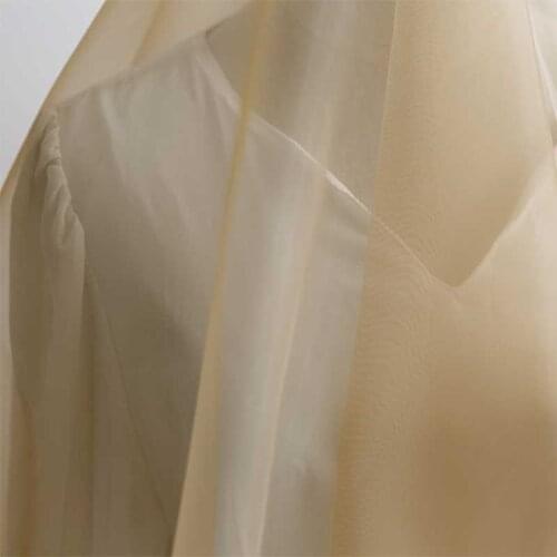 Organza Fabric Light Brown Camel Black Transparent Very Thin Gauze For Summer Blouse Wedding Dress Tulle skirt Veil Craft Lining
